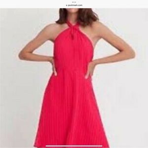 Ann Taylor NWT Tiered Halter Maxi Dress Crossover Straps Hot Pink Size 6